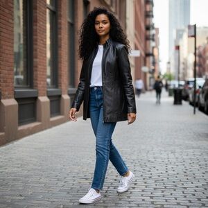 WORTHINGTON Women’s Large Black LAMBSKIN LEATHER Jacket